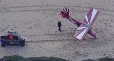 В Калифорнии бездомный человек угнал самолет и совершил аварийную посадку на пляже